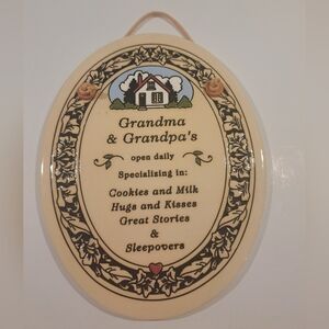 Vtg Trinity Pottery Grandma & Grandpa Plaque Wall Hanging USA Made Farmhouse